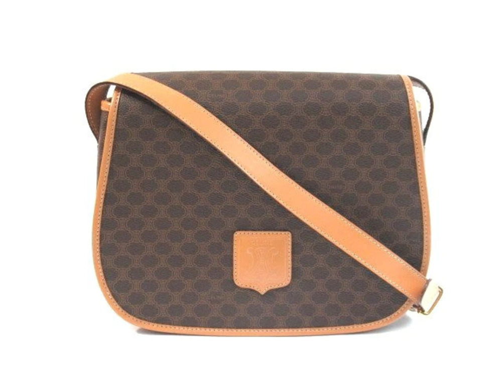 Celine shoulder bag canvas Macadam brown